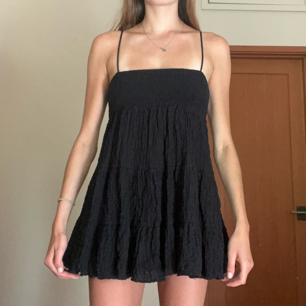 Babydoll dress with layering from Zara. Linen material.